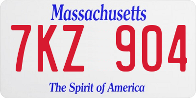 MA license plate 7KZ904