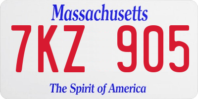MA license plate 7KZ905