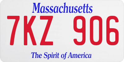 MA license plate 7KZ906