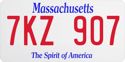 MA license plate 7KZ907
