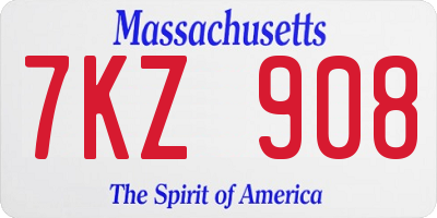MA license plate 7KZ908