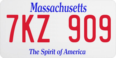 MA license plate 7KZ909
