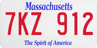 MA license plate 7KZ912