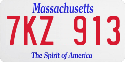 MA license plate 7KZ913