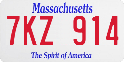 MA license plate 7KZ914