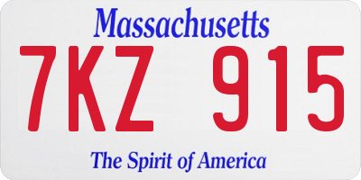MA license plate 7KZ915