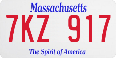 MA license plate 7KZ917