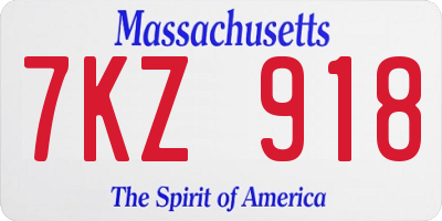 MA license plate 7KZ918