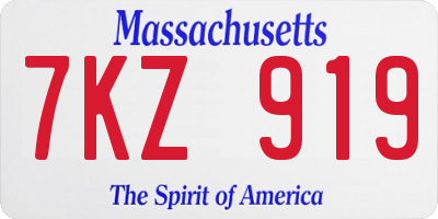MA license plate 7KZ919