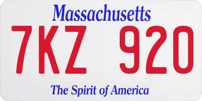 MA license plate 7KZ920