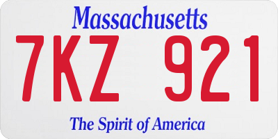 MA license plate 7KZ921