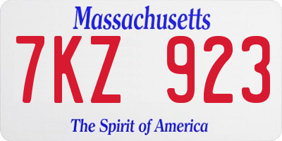 MA license plate 7KZ923