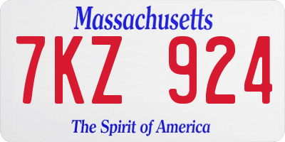 MA license plate 7KZ924