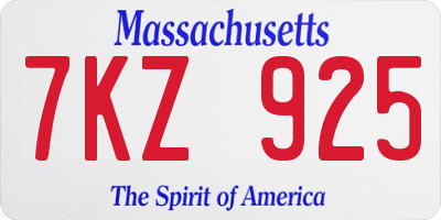 MA license plate 7KZ925