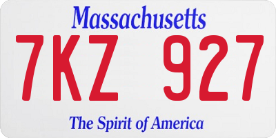 MA license plate 7KZ927