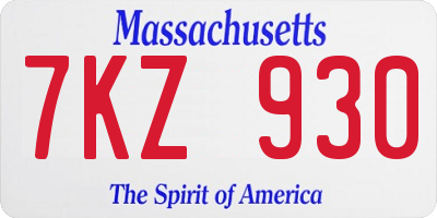 MA license plate 7KZ930