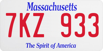 MA license plate 7KZ933