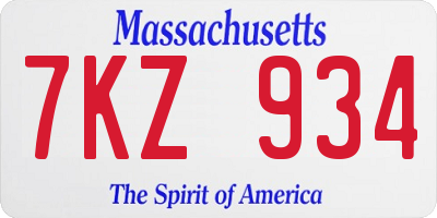 MA license plate 7KZ934