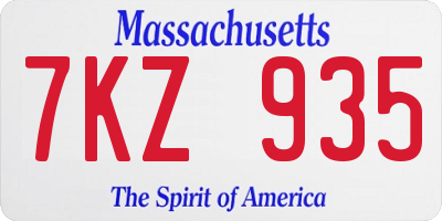 MA license plate 7KZ935