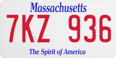 MA license plate 7KZ936