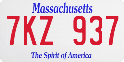 MA license plate 7KZ937