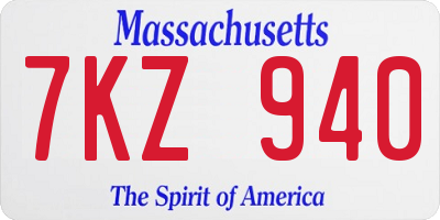 MA license plate 7KZ940