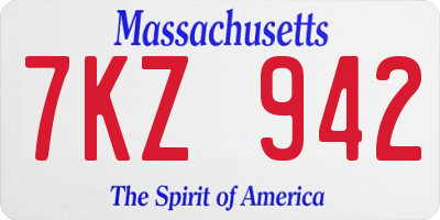 MA license plate 7KZ942