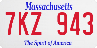 MA license plate 7KZ943