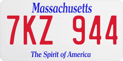 MA license plate 7KZ944