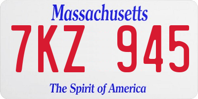 MA license plate 7KZ945