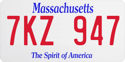MA license plate 7KZ947