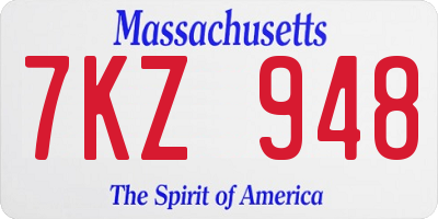 MA license plate 7KZ948