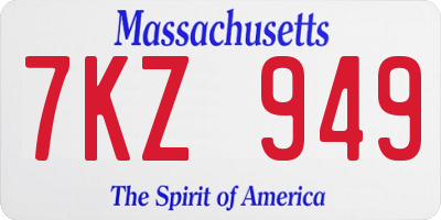 MA license plate 7KZ949