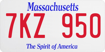 MA license plate 7KZ950