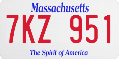 MA license plate 7KZ951