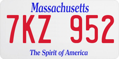 MA license plate 7KZ952