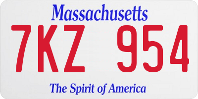 MA license plate 7KZ954