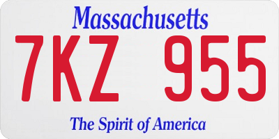 MA license plate 7KZ955
