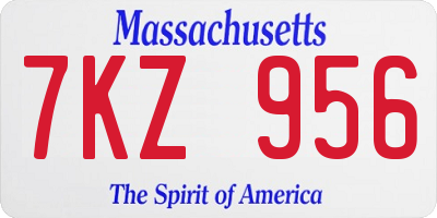 MA license plate 7KZ956