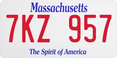 MA license plate 7KZ957
