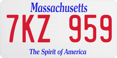 MA license plate 7KZ959