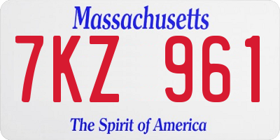 MA license plate 7KZ961