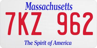 MA license plate 7KZ962