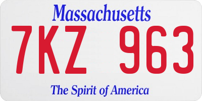 MA license plate 7KZ963