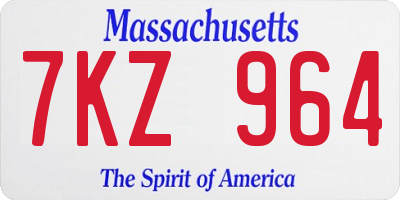 MA license plate 7KZ964