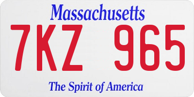 MA license plate 7KZ965