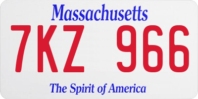 MA license plate 7KZ966