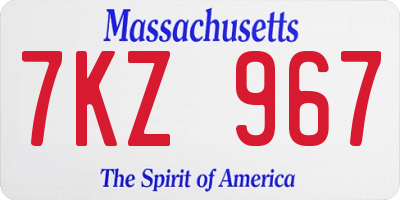 MA license plate 7KZ967