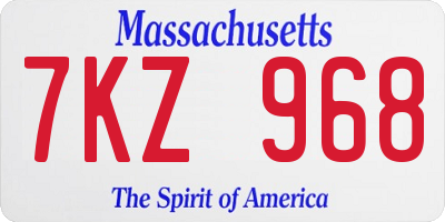 MA license plate 7KZ968