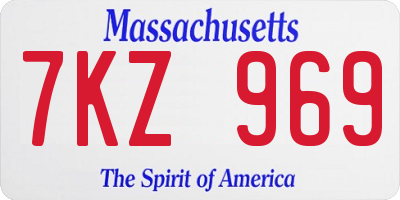 MA license plate 7KZ969